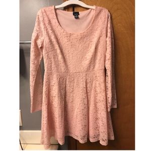 Rue21 Light Pink Lace Long Sleeve Dress